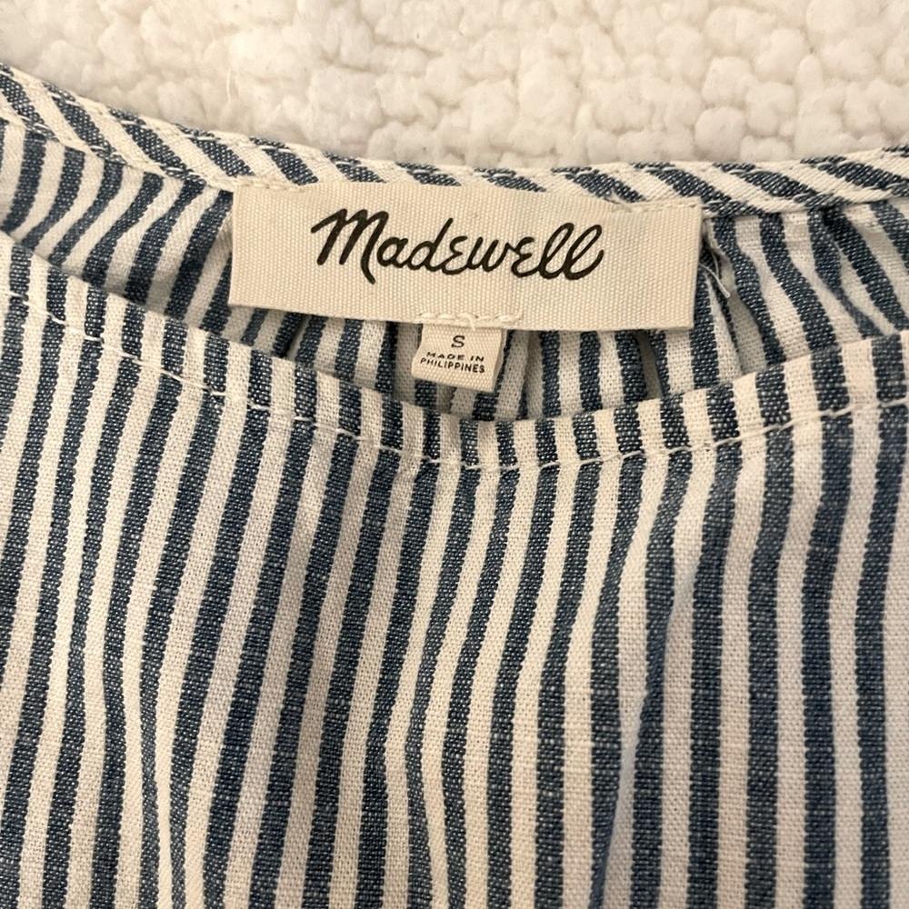 Madewell Striped Blouse. Denim & White. Size Small.